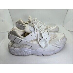 Nike Air Huarache Run Shoes Women's 8.5 Triple White Athletic Running Sneakers